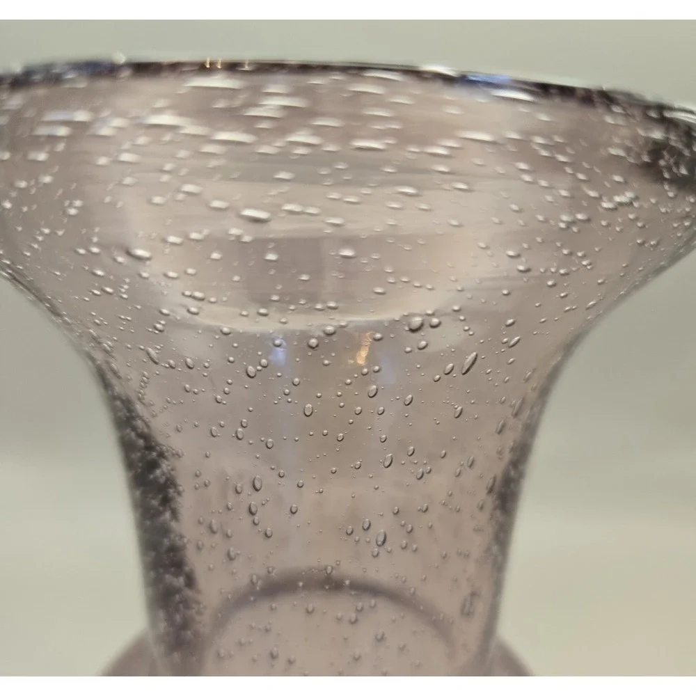Vintage Purple Vase Glass Amethyst Hand Blown With Bubbles.‎ #22